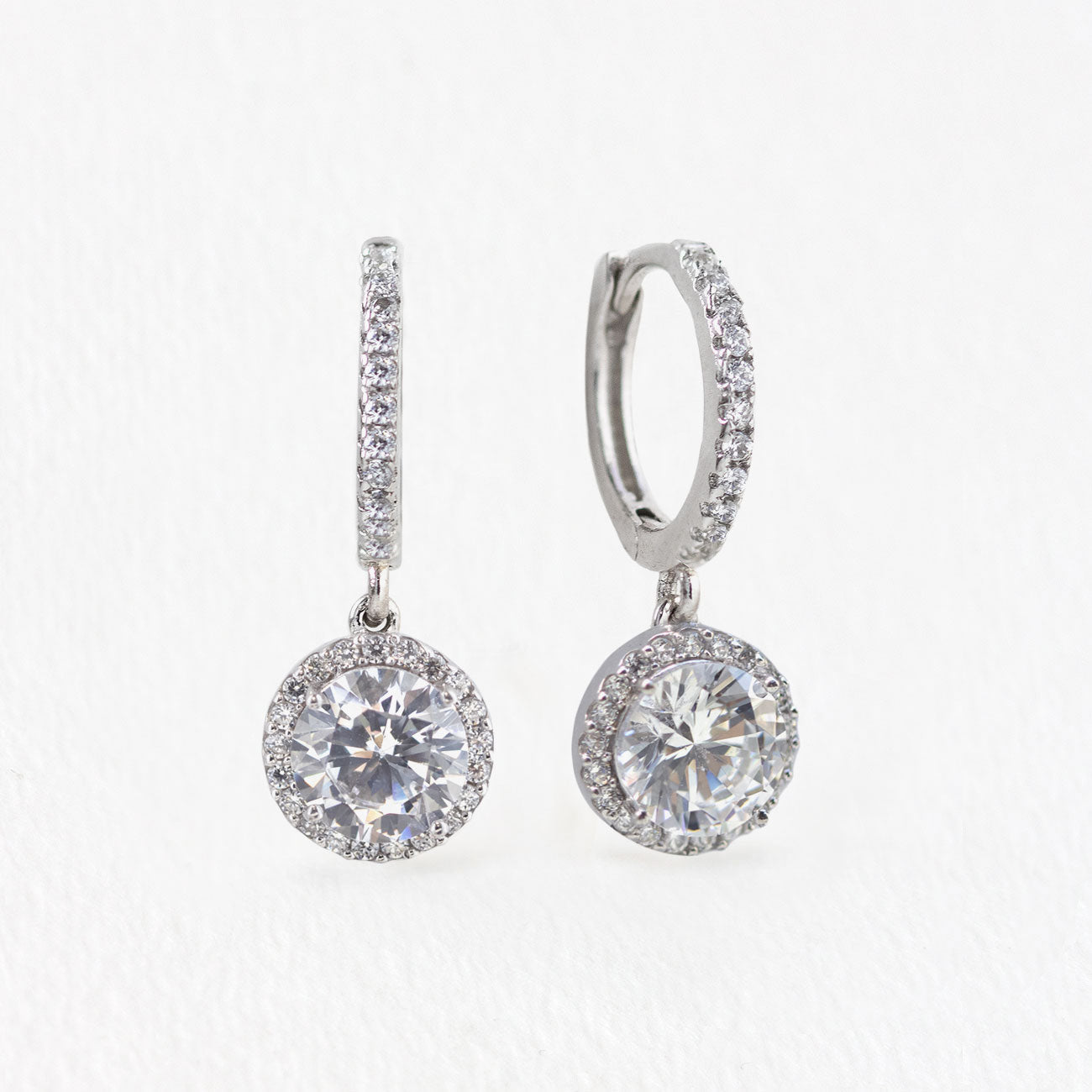 Round Dangle 18K White Gold Hoops | Mix Mix Style [Hot Seller]-Mix MIx Style