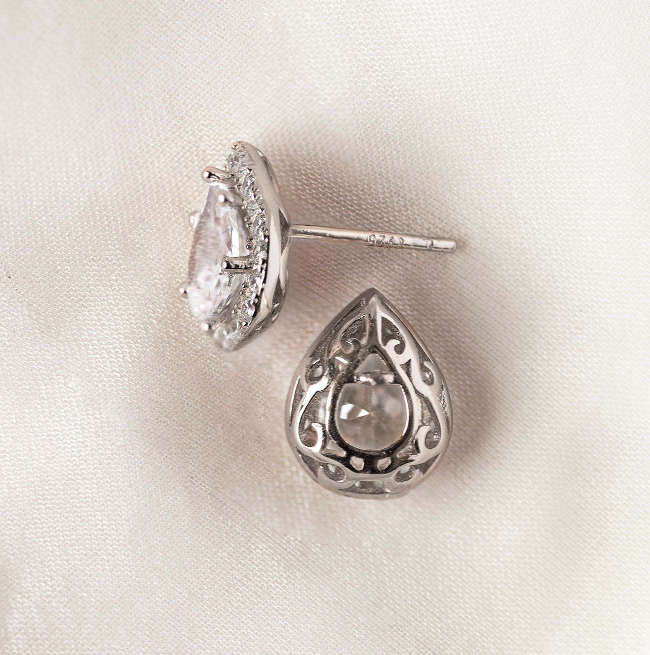 Teardrop Stud 18K White Gold  Earrings | Mix Mix Style [Hot Seller]-Mix MIx Style