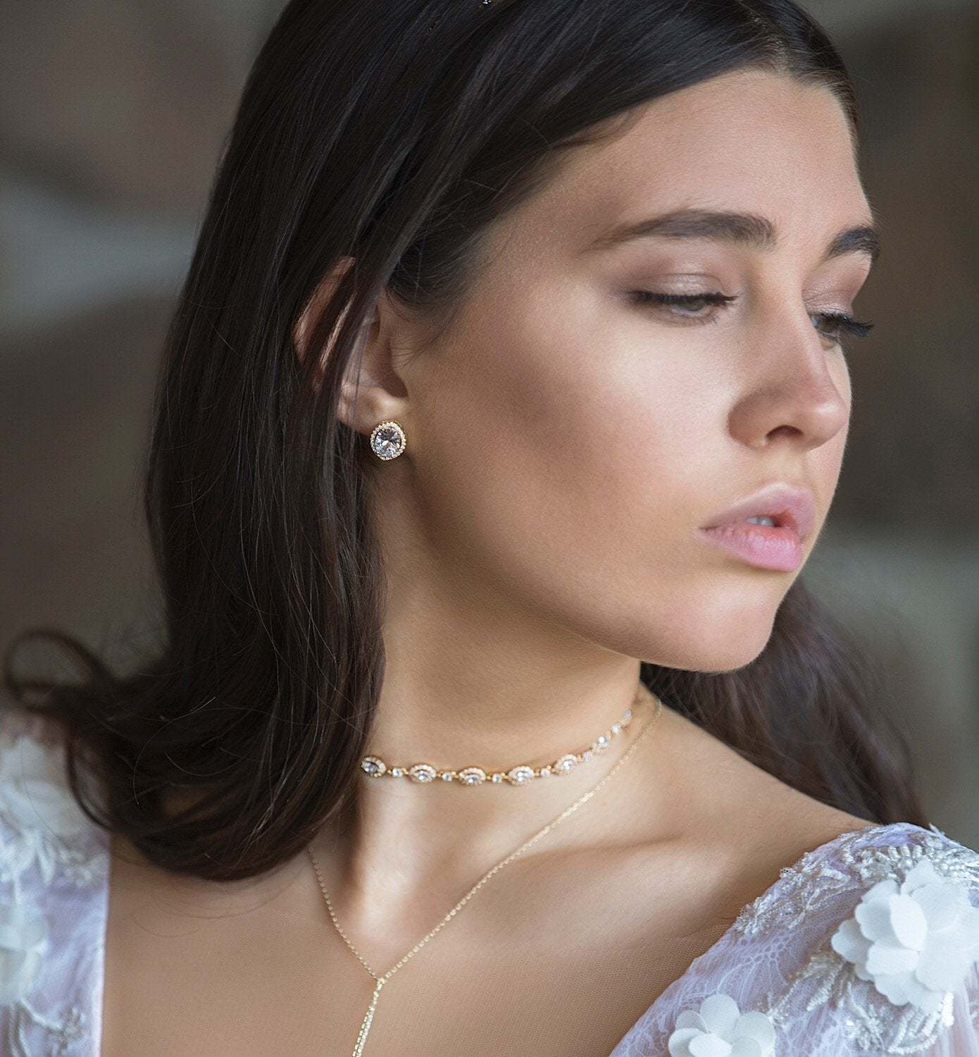 Moissanite Diamonds Stud 18K White Gold Earrings | Mix Mix Style [Hot Seller]-Mix MIx Style