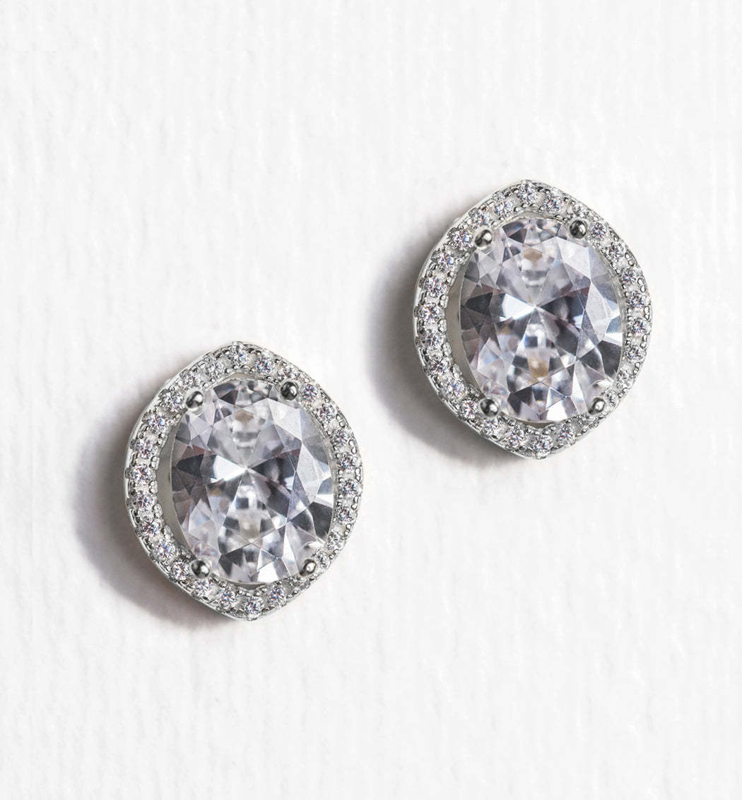 Moissanite Diamonds Stud 18K White Gold Earrings | Mix Mix Style [Hot Seller]-Mix MIx Style