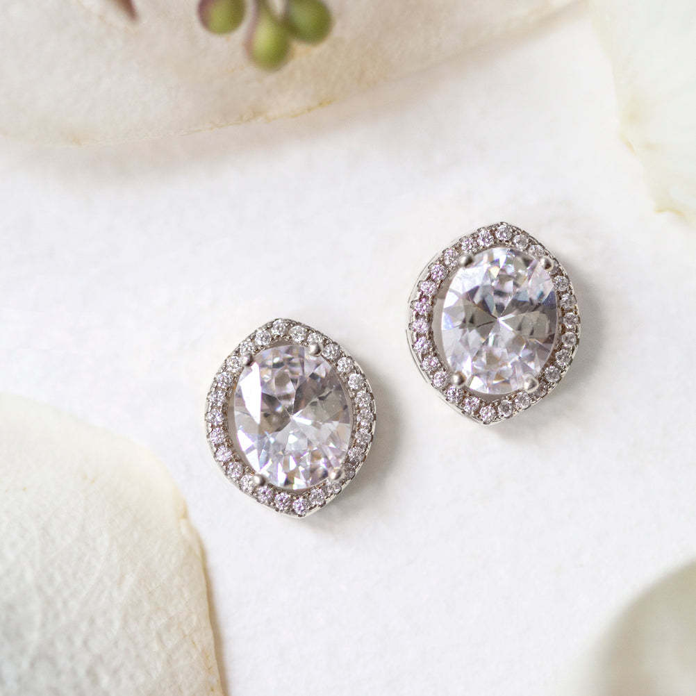 Moissanite Diamonds Stud 18K White Gold Earrings | Mix Mix Style [Hot Seller]-Mix MIx Style