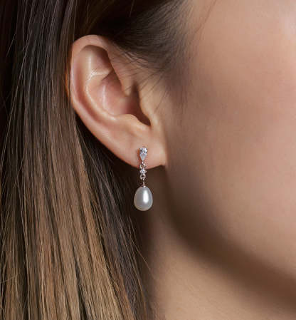 Pearl Classic Dainty Drop Moissanite s925 Sterling Silver Earrings | Mix Mix Style [Hot Seller]-Mix MIx Style