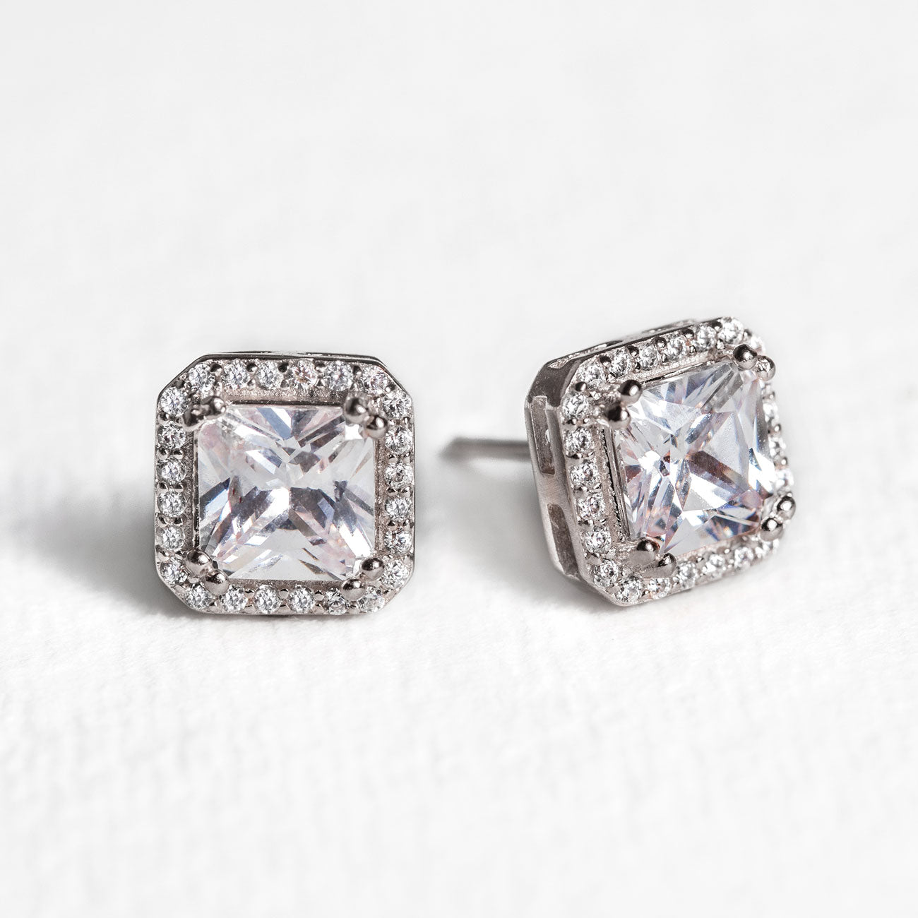 Radiant Stud 18K White Gold  Earrings | Mix Mix Style [Hot Seller]-Mix MIx Style