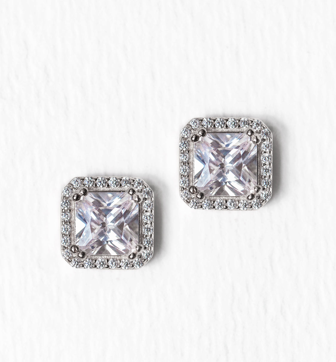 Radiant Stud 18K White Gold  Earrings | Mix Mix Style [Hot Seller]-Mix MIx Style