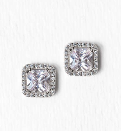 Radiant Stud 18K White Gold  Earrings | Mix Mix Style [Hot Seller]-Mix MIx Style