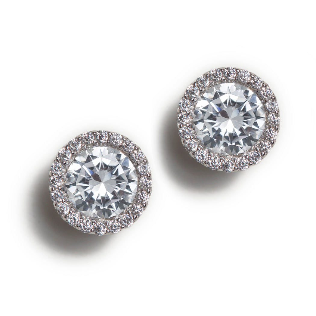 Petite Round Halo Moissanite Diamond Stud Earrings | Mix Mix Style [Hot Seller]-Mix MIx Style