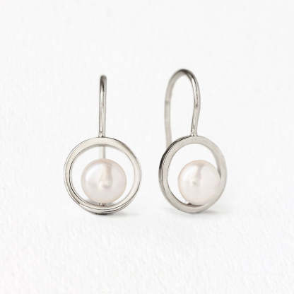 Tiny Pearl Drop 18K White Gold Earrings | Mix Mix Style [Hot Seller]-Mix MIx Style