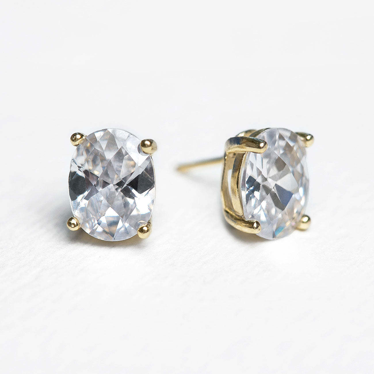 Solitaire Oval 18K Gold Plated Stud Earrings | Mix Mix Style [Hot Seller]-Mix MIx Style