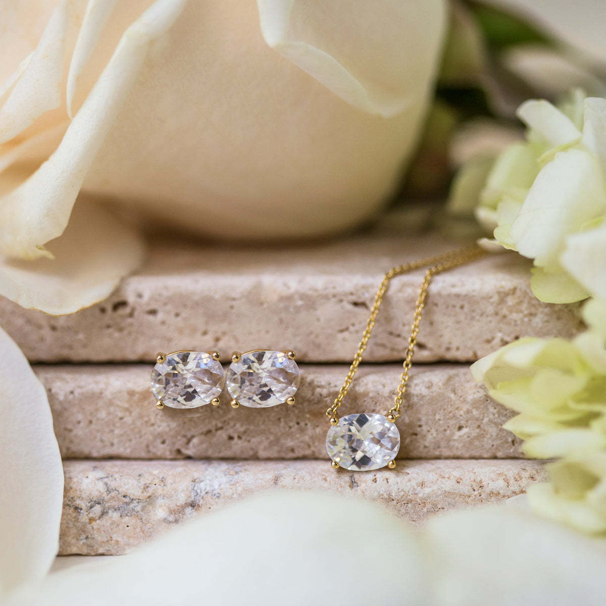 Solitaire Oval 18K Gold Plated Stud Earrings | Mix Mix Style [Hot Seller]-Mix MIx Style
