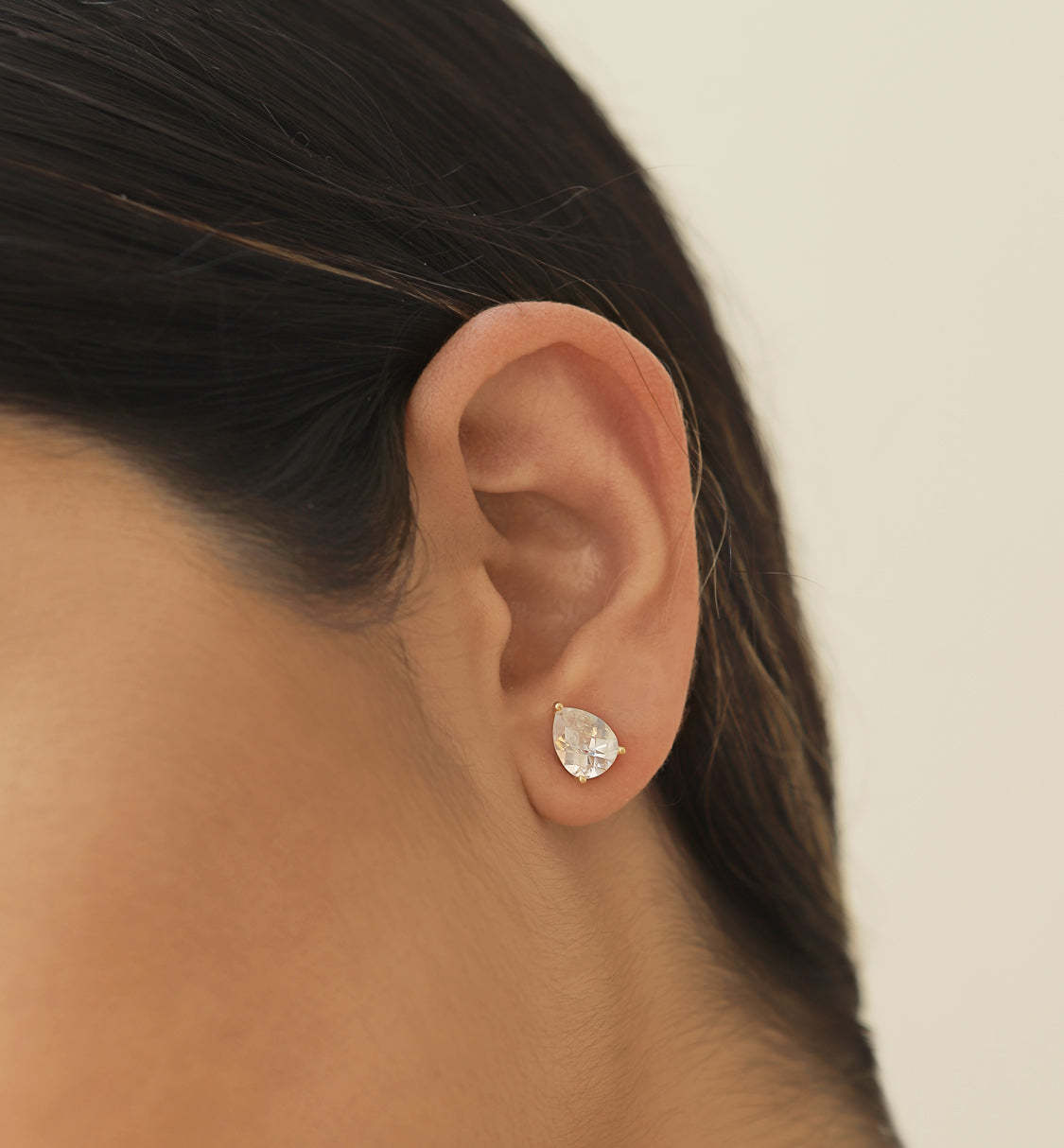 Solitaire Pear Moissanite 18k Gold Plated Stud Earrings | Mix Mix Style [Hot Seller]-Mix MIx Style