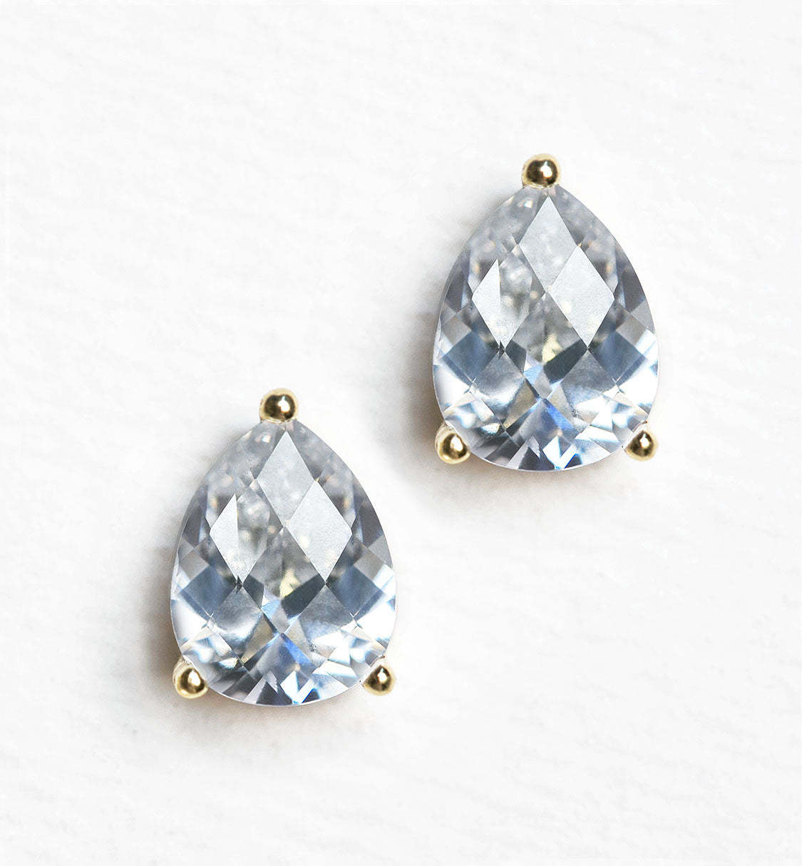 Solitaire Pear Moissanite 18k Gold Plated Stud Earrings | Mix Mix Style [Hot Seller]-Mix MIx Style