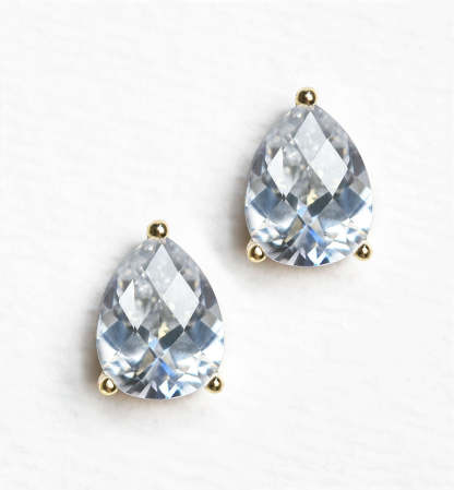 Solitaire Pear Moissanite 18k Gold Plated Stud Earrings | Mix Mix Style [Hot Seller]-Mix MIx Style