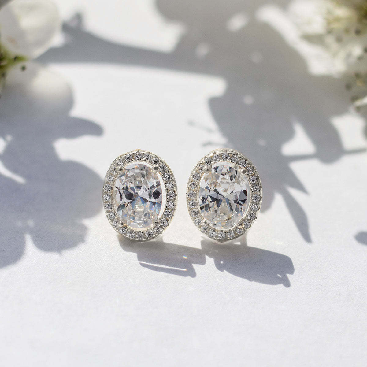 Oval Moissanite Stud 18K White Gold Earrings | Mix Mix Style [Hot Seller]-Mix MIx Style