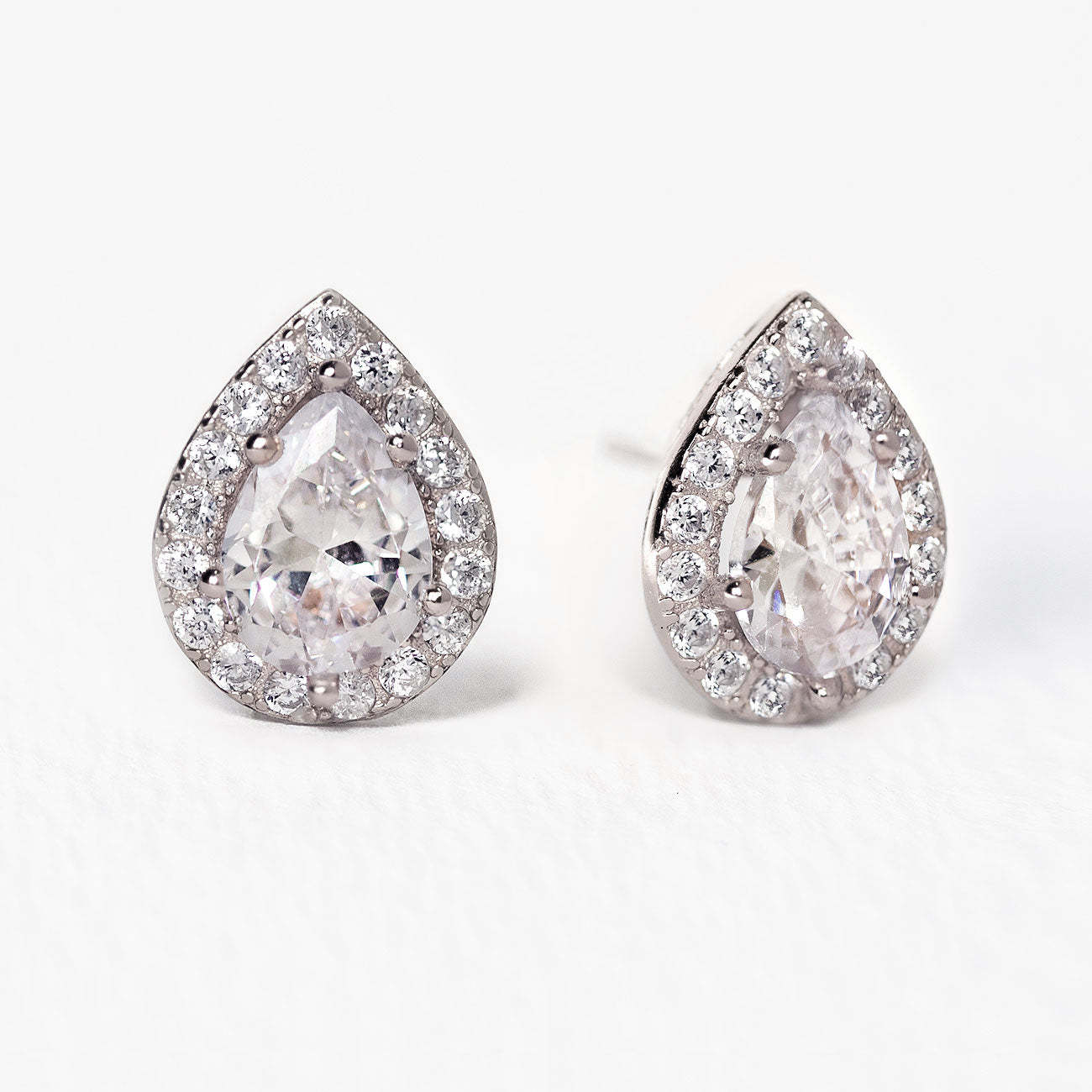 Teardrop Stud 18K White Gold  Earrings | Mix Mix Style [Hot Seller]-Mix MIx Style