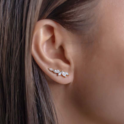 Ear Climber Moissanite s925 Sterling Silver Earrings | Mix Mix Style [Hot Seller]-Mix MIx Style