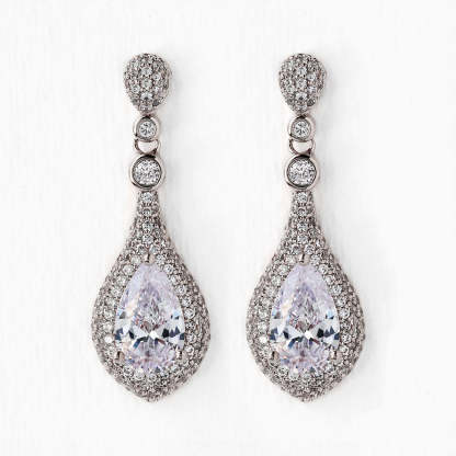 Moissanite Drop 18k White Gold Earrings | Mix Mix Style [Hot Seller]-Mix MIx Style