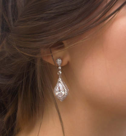 Moissanite Drop 18k White Gold Earrings | Mix Mix Style [Hot Seller]-Mix MIx Style