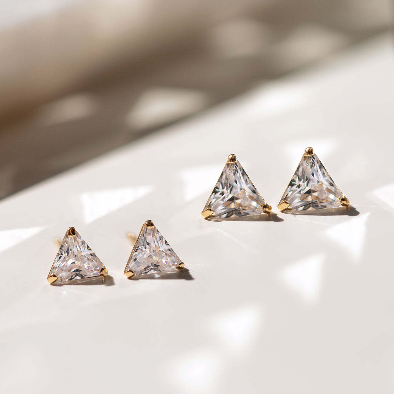 Moissanite Trinity 18K Gold Plated Studs | Mix Mix Style [Hot Seller]-Mix MIx Style