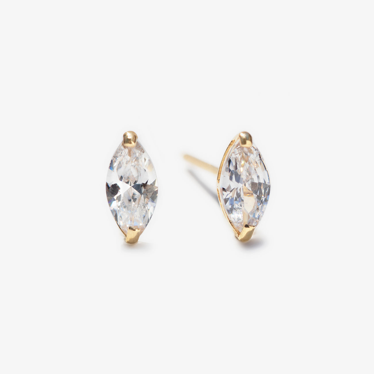 Moissanite Diamond Marquise 18K Gold Plated Studs Earrings | Mix Mix Style [Hot Seller]-Mix MIx Style