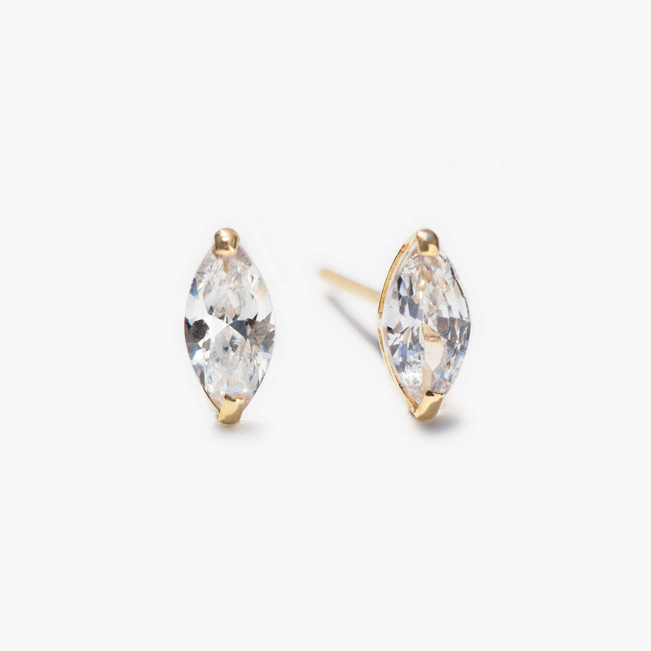 Moissanite Diamond Marquise 18K Gold Plated Studs Earrings | Mix Mix Style [Hot Seller]-Mix MIx Style