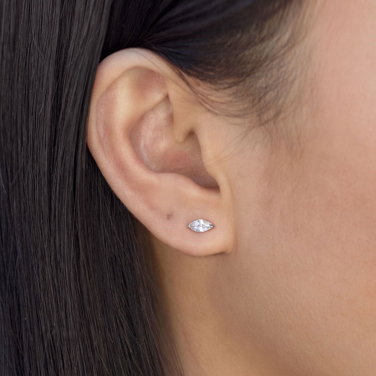 Moissanite Marquise Stud 18K White Gold Earrings | Mix Mix Style [Hot Seller]-Mix MIx Style