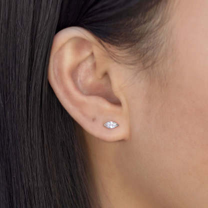 Moissanite Marquise Stud 18K White Gold Earrings | Mix Mix Style [Hot Seller]-Mix MIx Style
