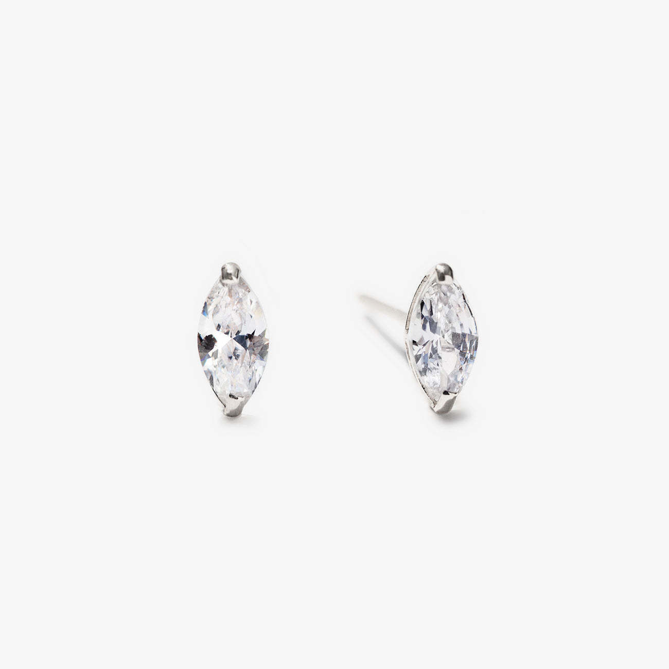 Moissanite Marquise Stud 18K White Gold Earrings | Mix Mix Style [Hot Seller]-Mix MIx Style