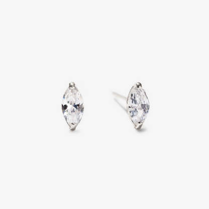 Moissanite Marquise Stud 18K White Gold Earrings | Mix Mix Style [Hot Seller]-Mix MIx Style