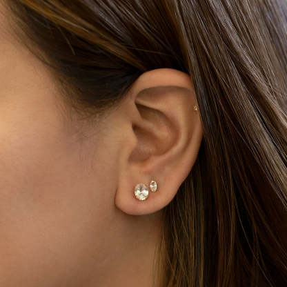 Solitaire Oval 18K Gold Plated Stud Earrings | Mix Mix Style [Hot Seller]-Mix MIx Style