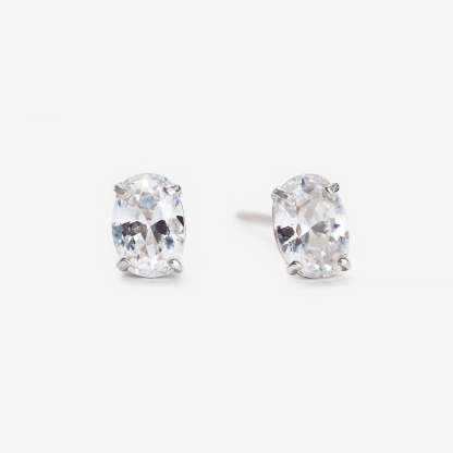 Oval Moissanite 18K White Gold Studs | Mix Mix Style [Hot Seller]-Mix MIx Style