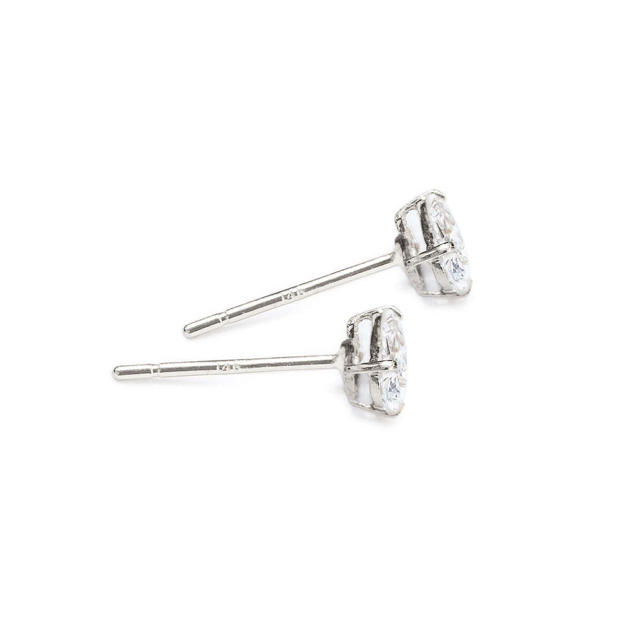 Tiny Oval 18K White Gold Studs | Mix Mix Style [Hot Seller]-Mix MIx Style