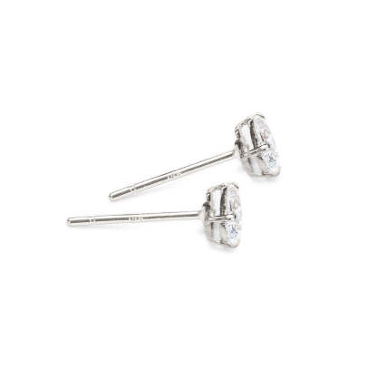 Tiny Oval 18K White Gold Studs | Mix Mix Style [Hot Seller]-Mix MIx Style