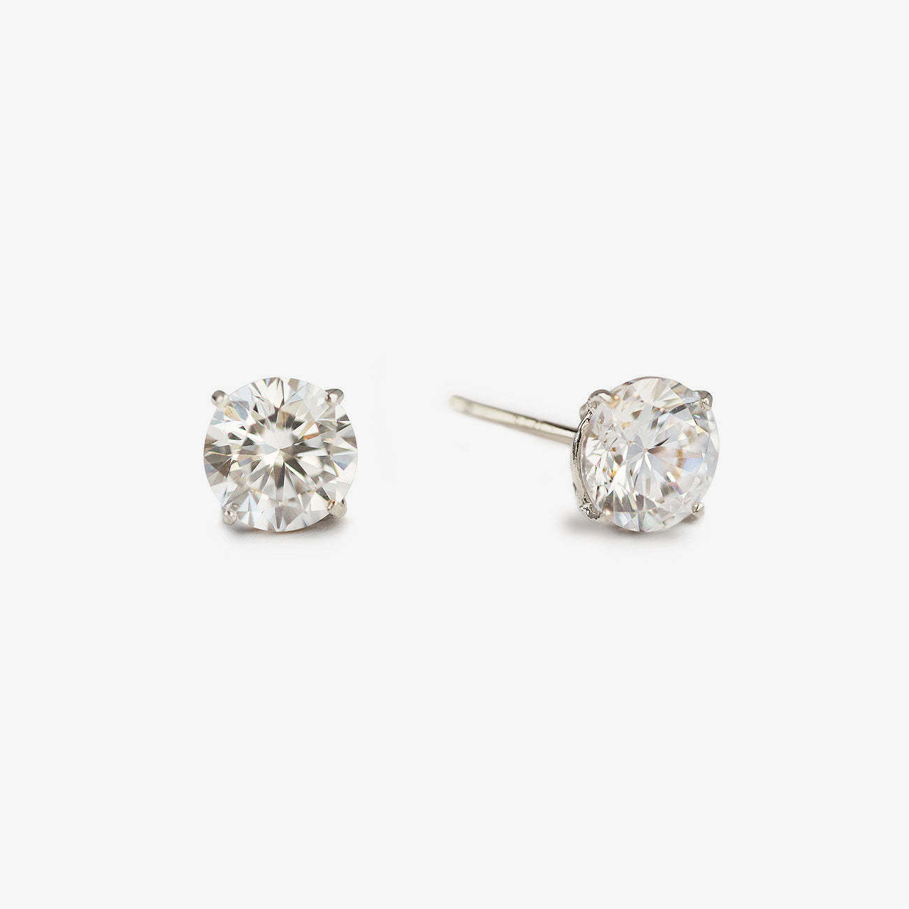 White Sapphire 18K White Gold Studs | Mix Mix Style [Hot Seller]-Mix MIx Style