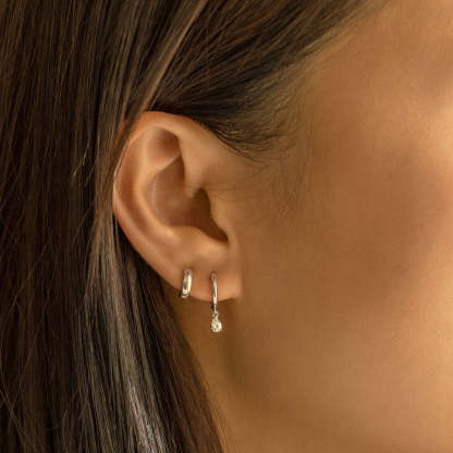 Pear Drop Huggie 18K White Gold  Earrings | Mix Mix Style [Hot Seller]-Mix MIx Style
