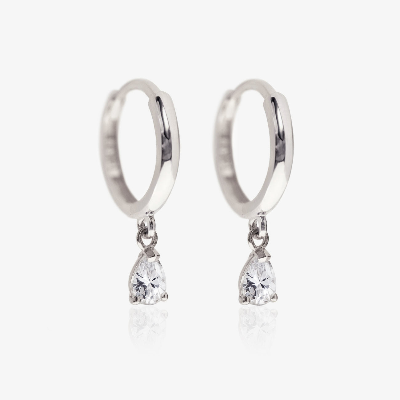 Pear Drop Huggie 18K White Gold  Earrings | Mix Mix Style [Hot Seller]-Mix MIx Style