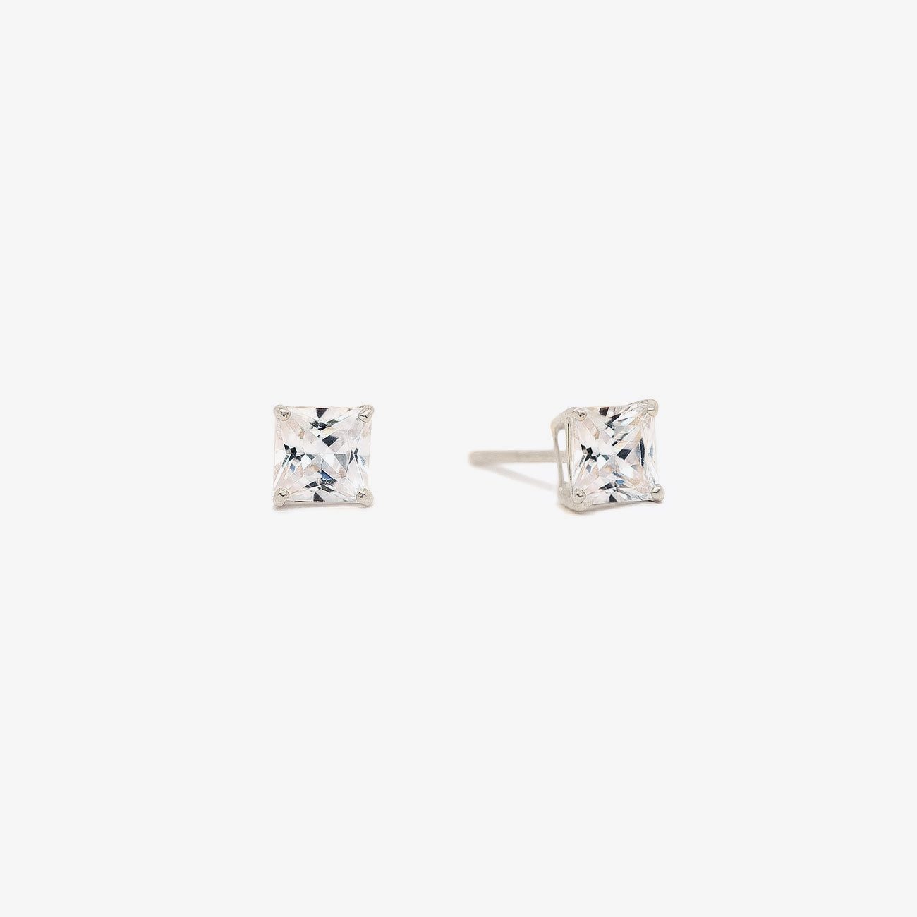 Princess Cut Moissanite 18K White Gold Studs | Mix Mix Style [Hot Seller]-Mix MIx Style