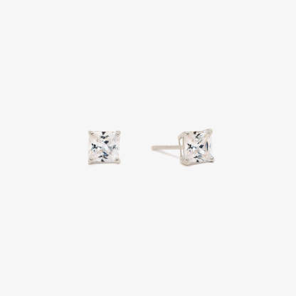 Princess Cut Moissanite 18K White Gold Studs | Mix Mix Style [Hot Seller]-Mix MIx Style
