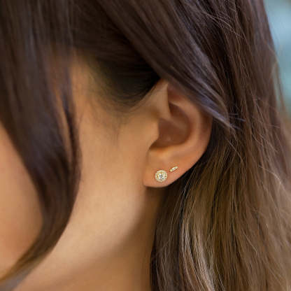 Solitaire Halo 18K Gold Plated Studs | Mix Mix Style [Hot Seller]-Mix MIx Style