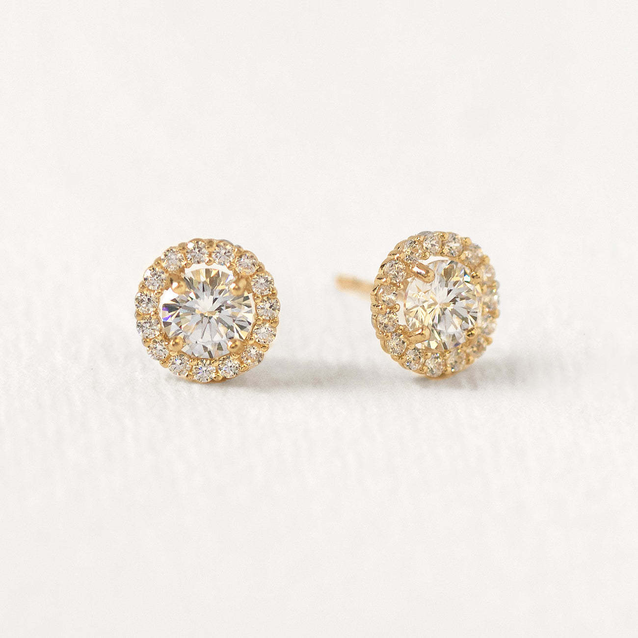 Solitaire Halo 18K Gold Plated Studs | Mix Mix Style [Hot Seller]-Mix MIx Style