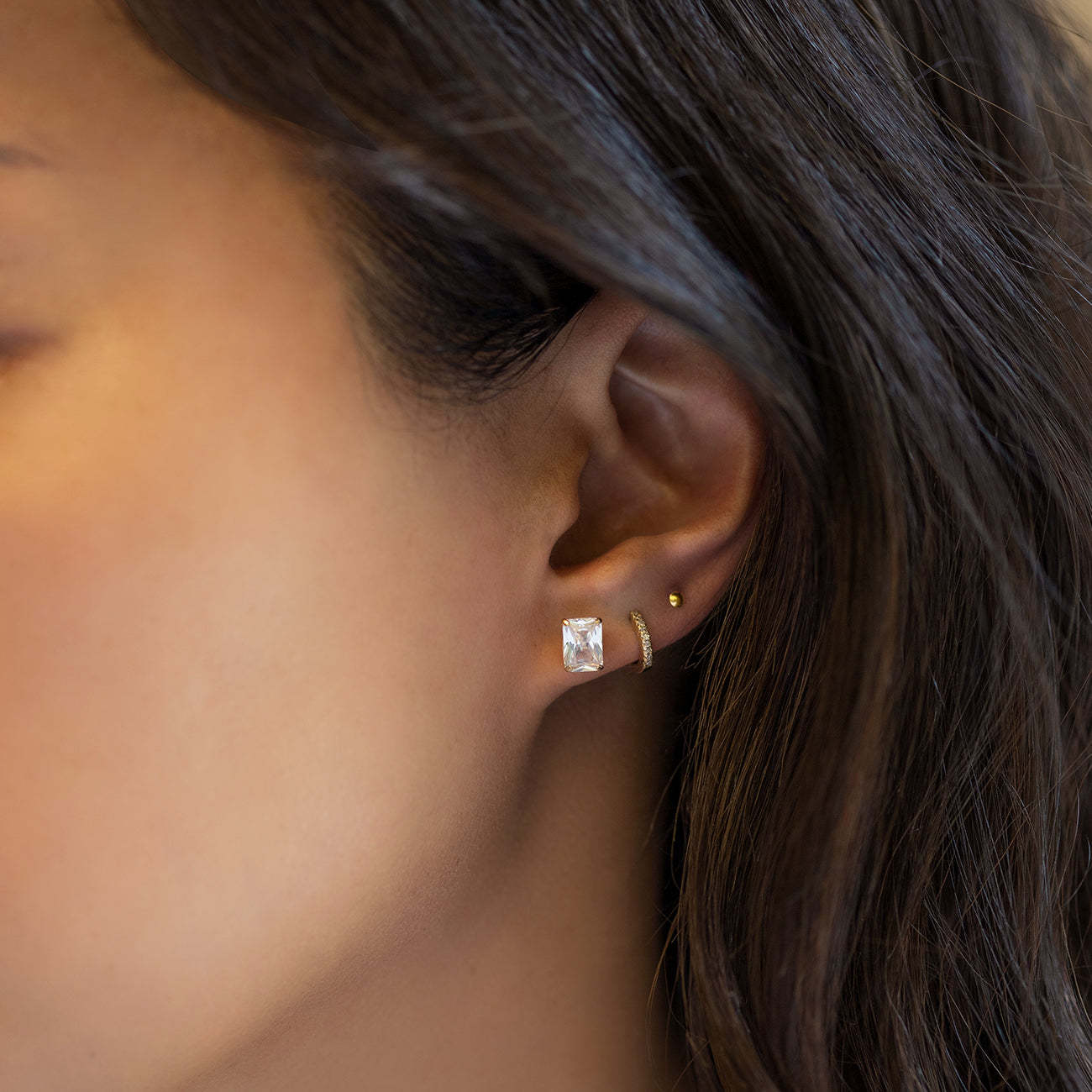 Emerald Cut 18K Gold Plated Studs | Mix Mix Style [Hot Seller]-Mix MIx Style