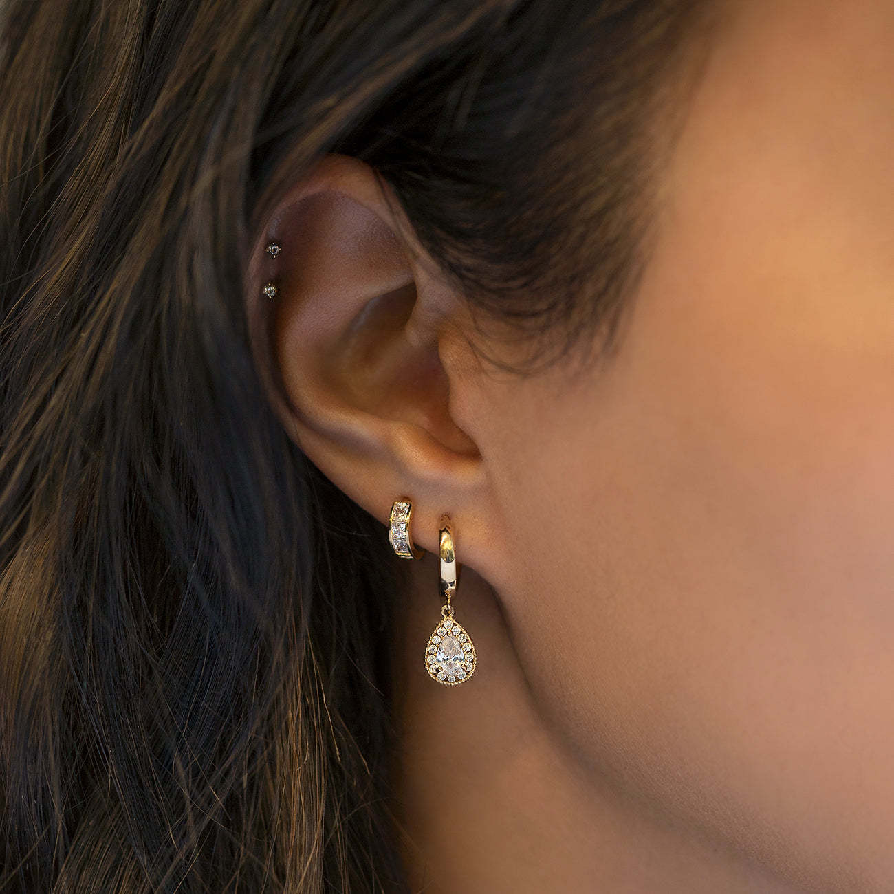 Pear Dangle Hoop 18K Gold Plated Earrings | Mix Mix Style [Hot Seller]-Mix MIx Style