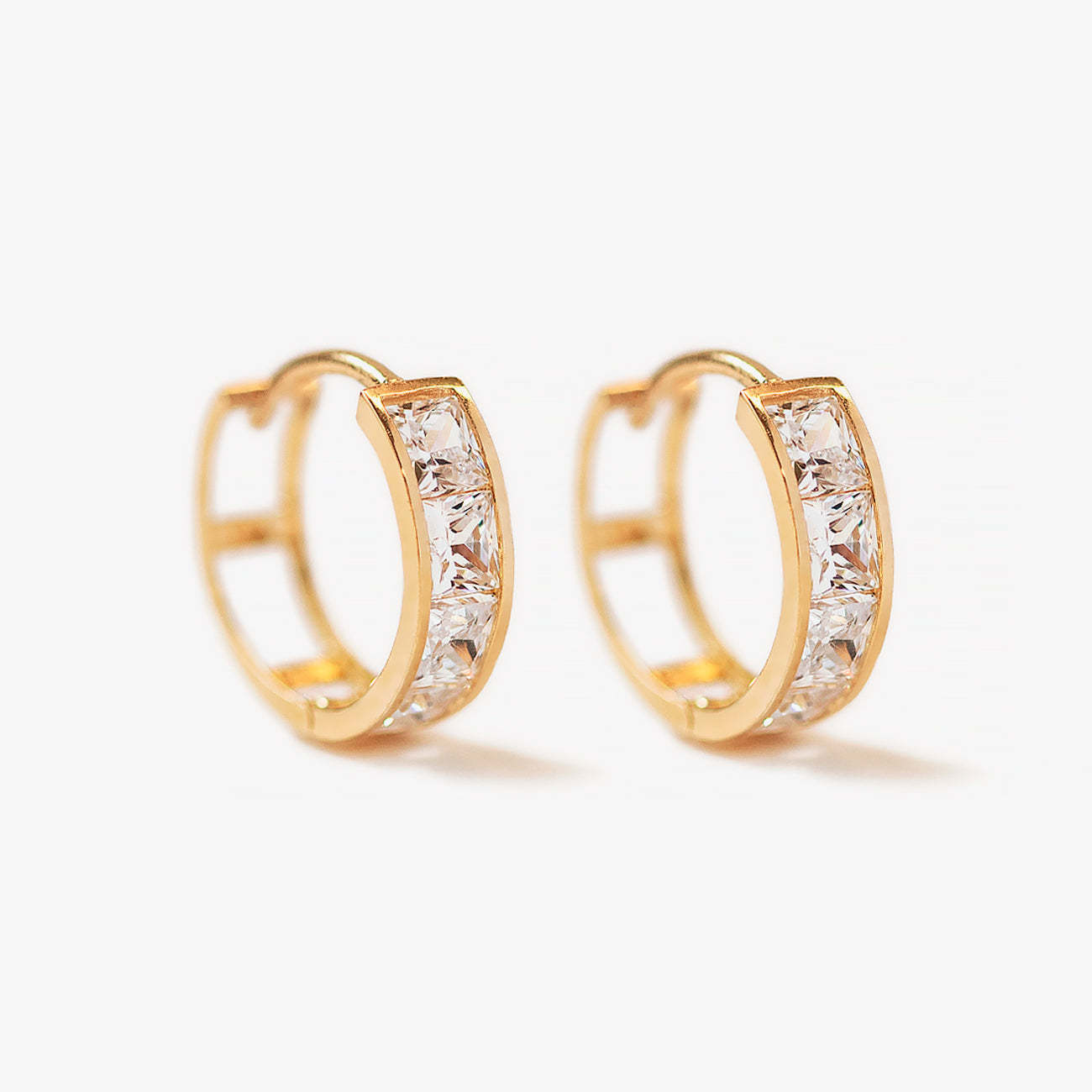 Princess Cut Huggie 18K Gold Plated Hoops | Mix Mix Style [Hot Seller]-Mix MIx Style