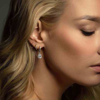 Pear Dangle Hoop 18K Gold Plated Earrings | Mix Mix Style [Hot Seller]-Mix MIx Style