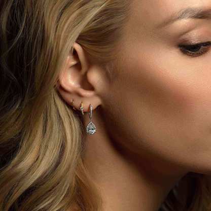 Pear Dangle Hoop 18K Gold Plated Earrings | Mix Mix Style [Hot Seller]-Mix MIx Style