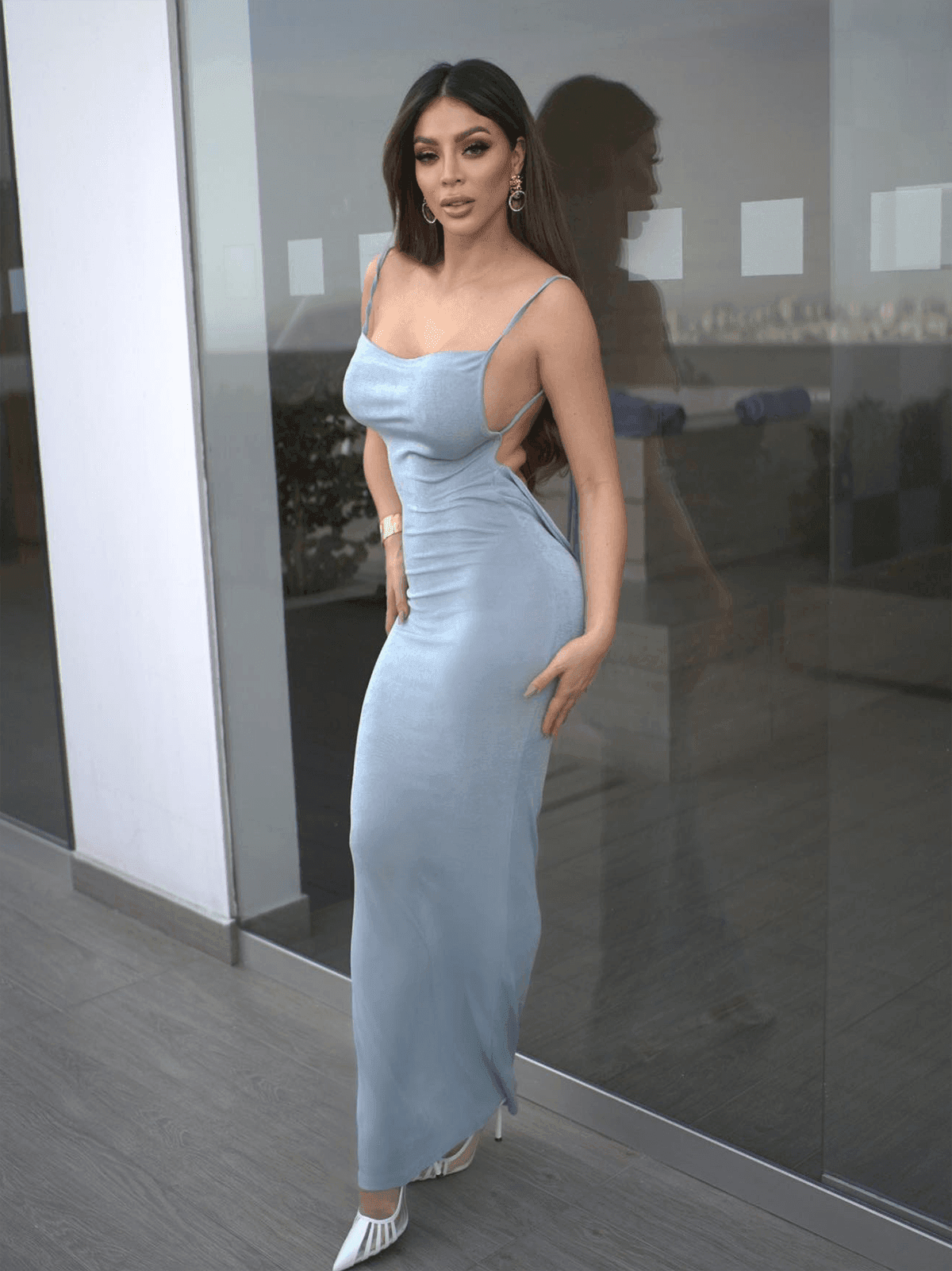 Egypt Backless Maxi Dress In Blue-Mix MIx Style