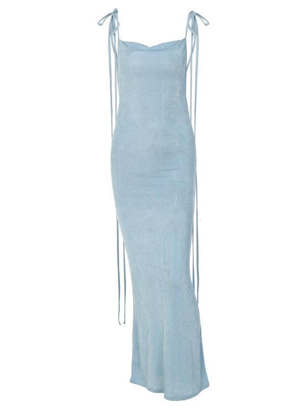 Egypt Backless Maxi Dress In Blue-Mix MIx Style