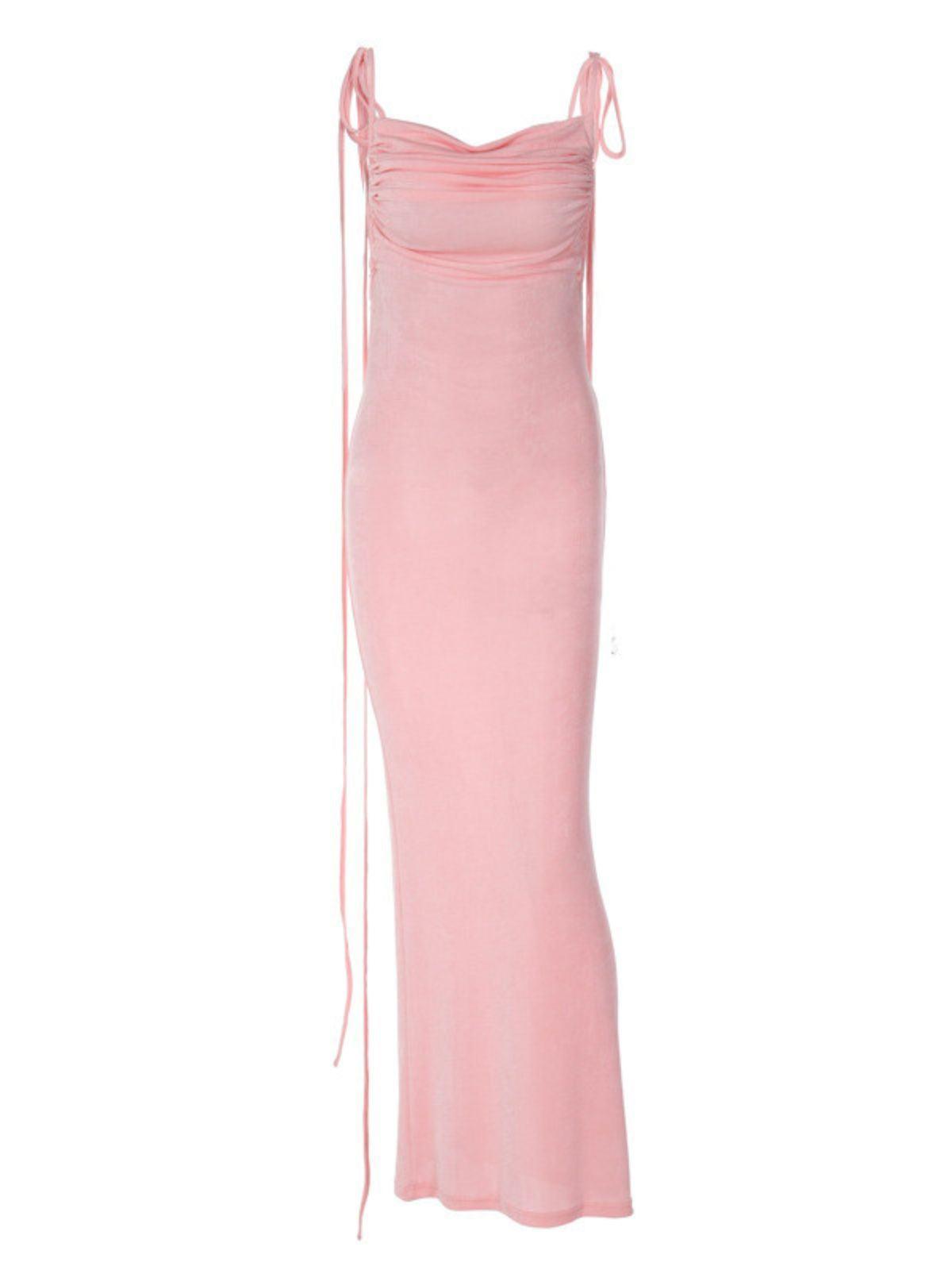Backless Maxi Dress In Pink | Mix Mix Style [Hot Seller]-Mix MIx Style