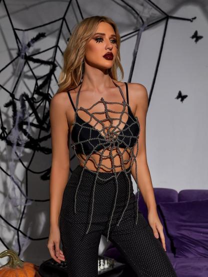 Black Spider Web Pearl Top | Mix Mix Style [Hot Seller]-Mix MIx Style