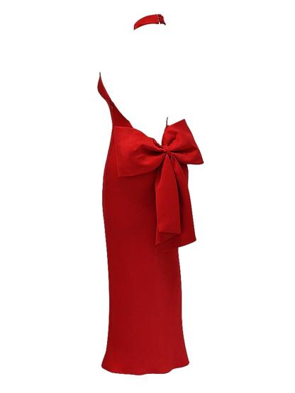 Eirian Halterneck Bow Backless Maxi Dress-Mix MIx Style
