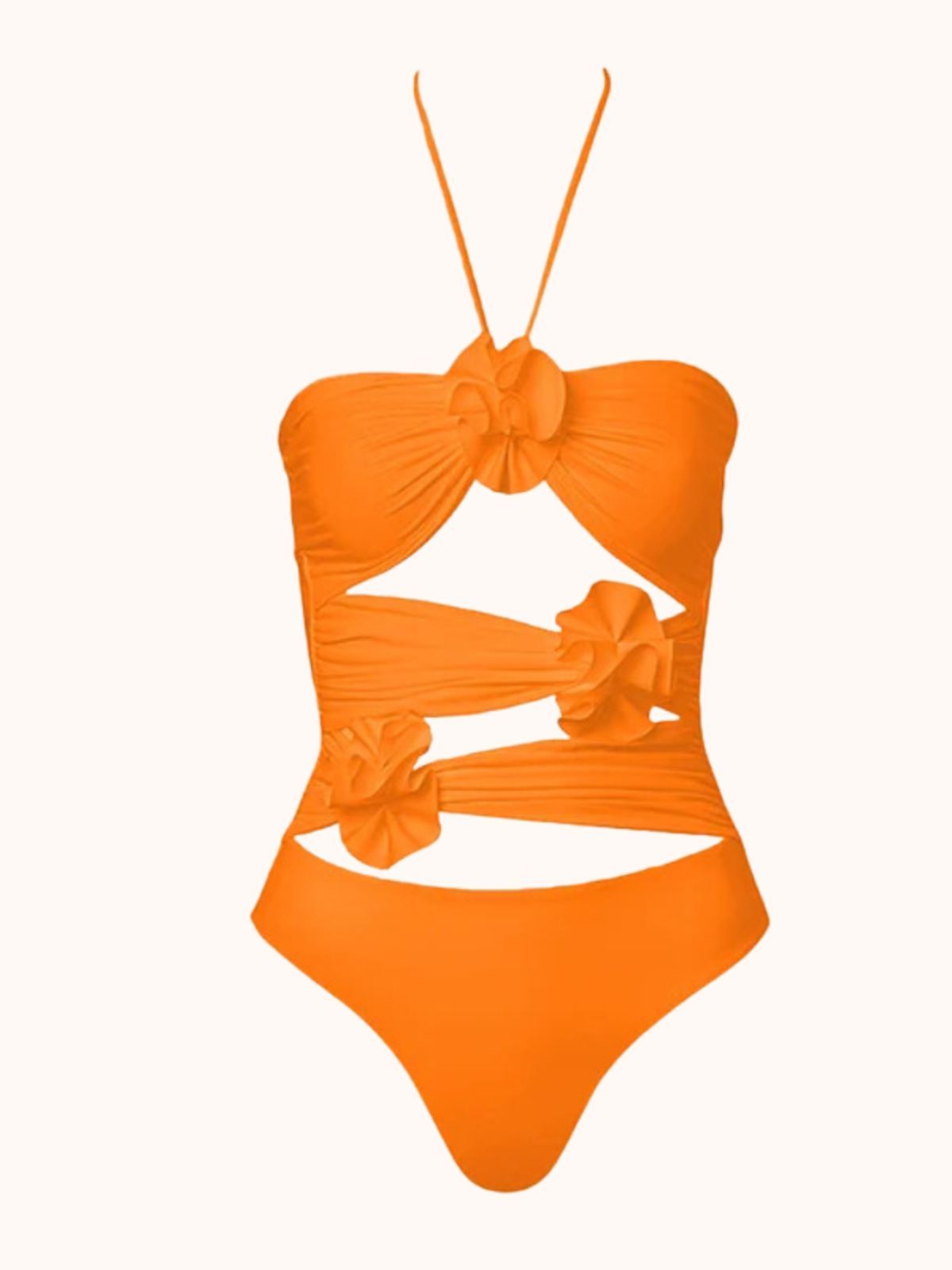 Orange Halterneck Swimwear Two Piece Set | Mix Mix Style-Mix MIx Style